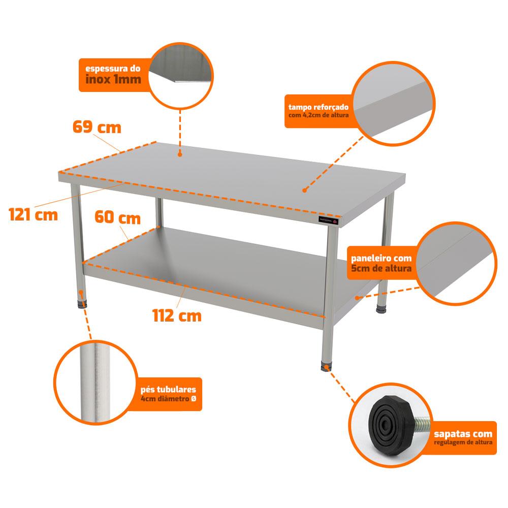 Cavalete de Apoio Inox Para Chapa e Char Broiler Profissional PRO120 - Progás P44803
