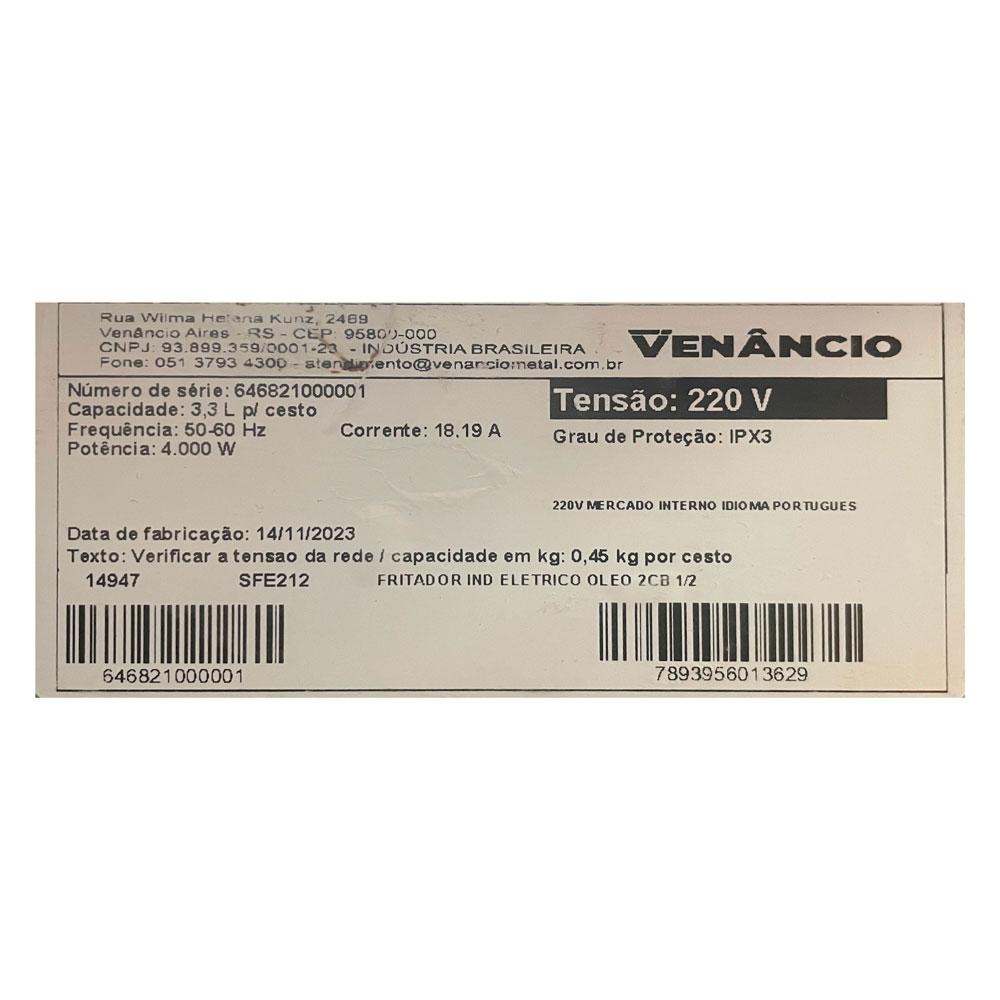 Semi - Fritador Elétrico Profissional Retangular Óleo 2 Cubas Sfe212 Venâncio 220v