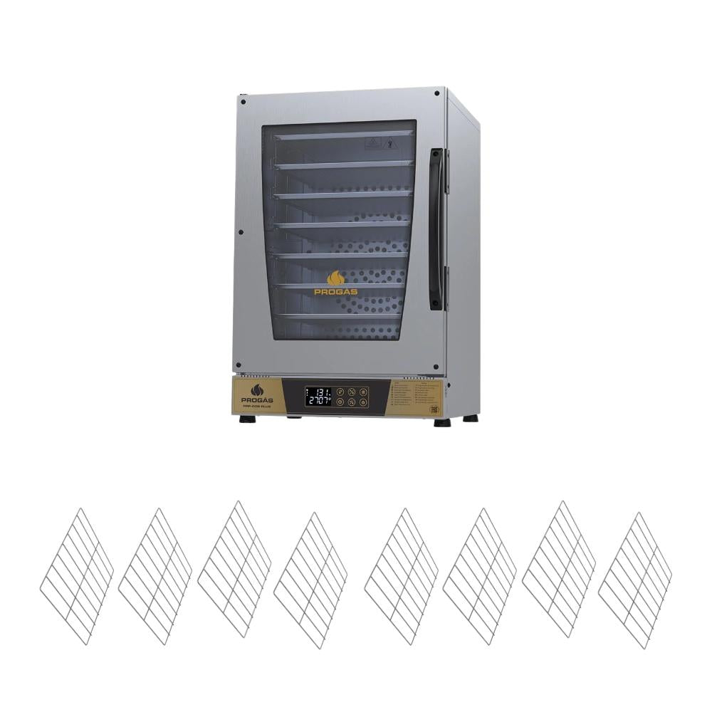Kit Forno Turbo Elétrico Profissional Digital Prp-008 Plus 220v Dourado + 8 Grades - Progás