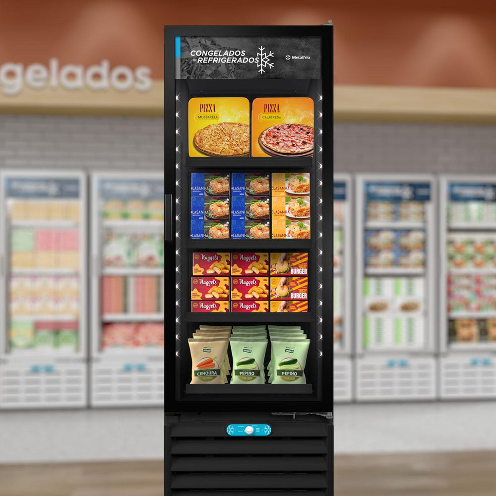 Freezer Vertical Preto 512/531 Litros Dupla Ação Porta De Vidro All Black VF55AH 220V - Metalfrio