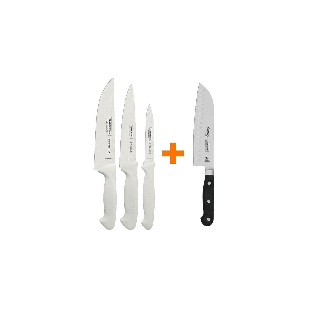 Kit Faqueiro Premium 3 Peças + 1 Faca Profissional Century Santoku 7 Pol - Tramontina