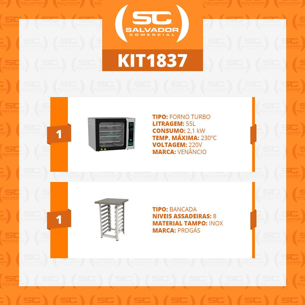 Kit Forno Turbo Convector Digital Pro Turquesa FCSP4E 220V + Bancada MES-004 - Venâncio