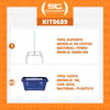 Kit - Suporte Para Cestos de Compras Duplo + 60 Cestos D100 Azul