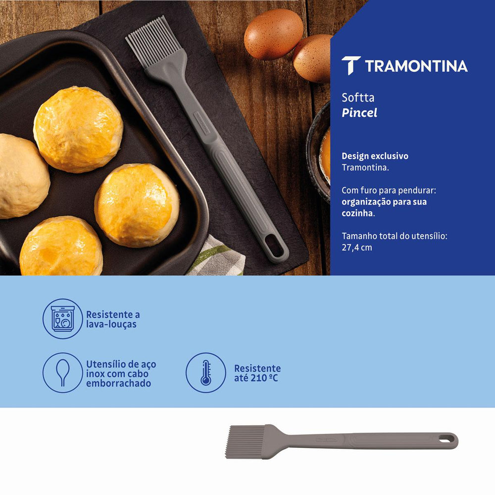 Pincel Culinário de Silicone Cinza para Confeitaria e Untar - Tramontina 25858160