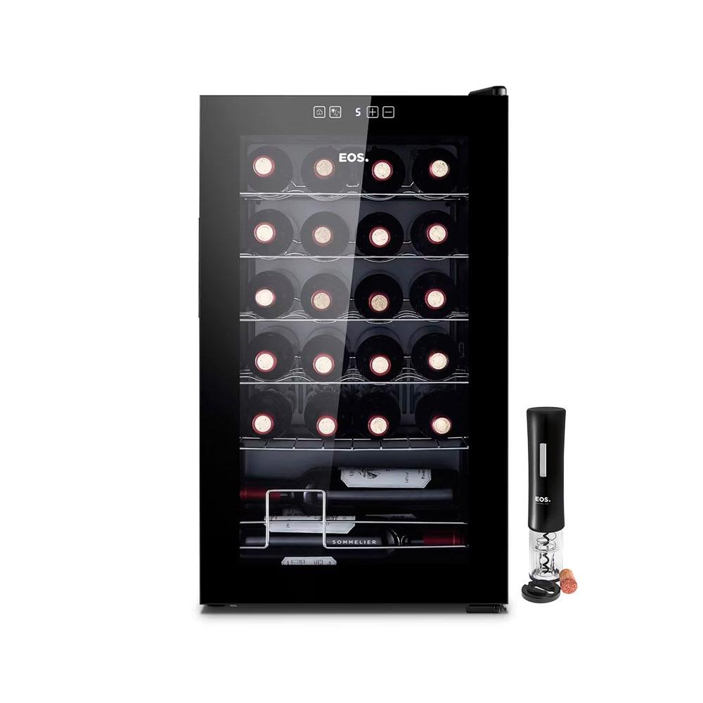 Kit Adega De Vinho 24 Garrafas Climatizada Painel Touch EAC24G 220V + Abridor Elétrico Preto - EOS