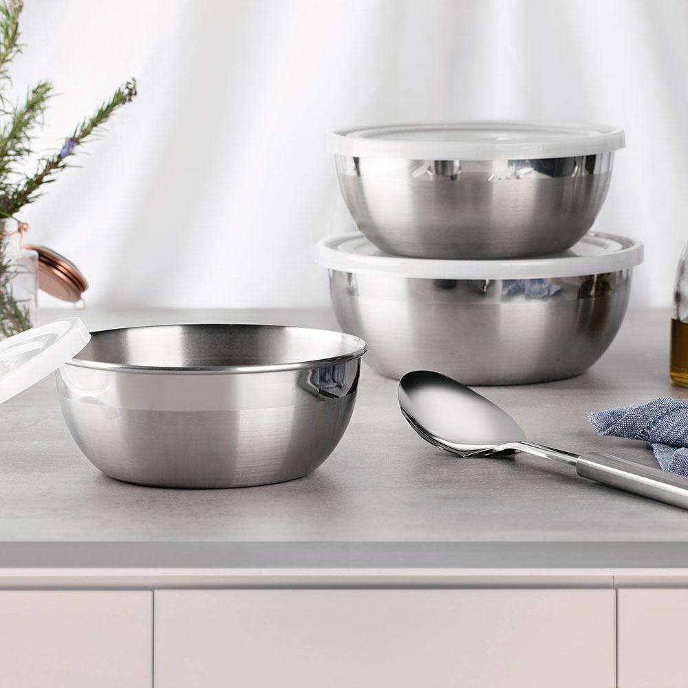 Jogo de Potes em Aço Inox Com Tampa Plástica Freezinox 3 Peças - Tramontina 64220160
