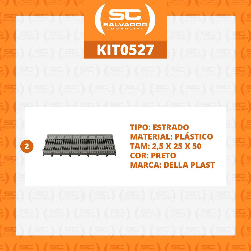 Conjunto Estrado Piso Plástico 2 Unidades 25x50 Preto- Della Plast