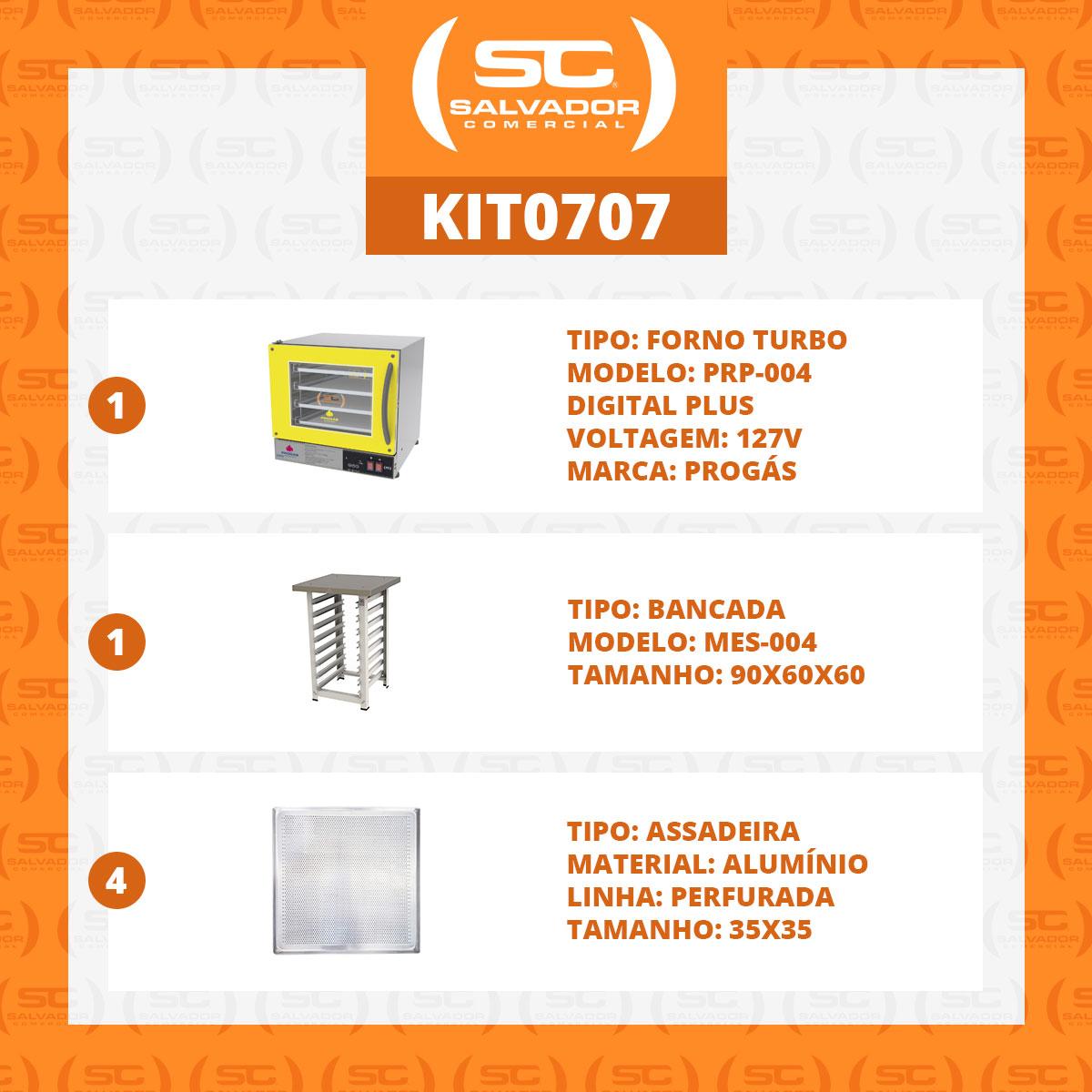 Kit - Forno Turbo Prp-004 Plus Digital 127v Amarelo + Bancada Mes-004 + 4 Assadeiras - Progás