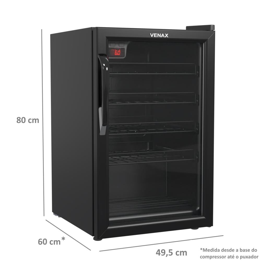 Adega 24 Garrafas Climatizada 82L NGV 100 220V Venax com Abridor Elétrico Preto