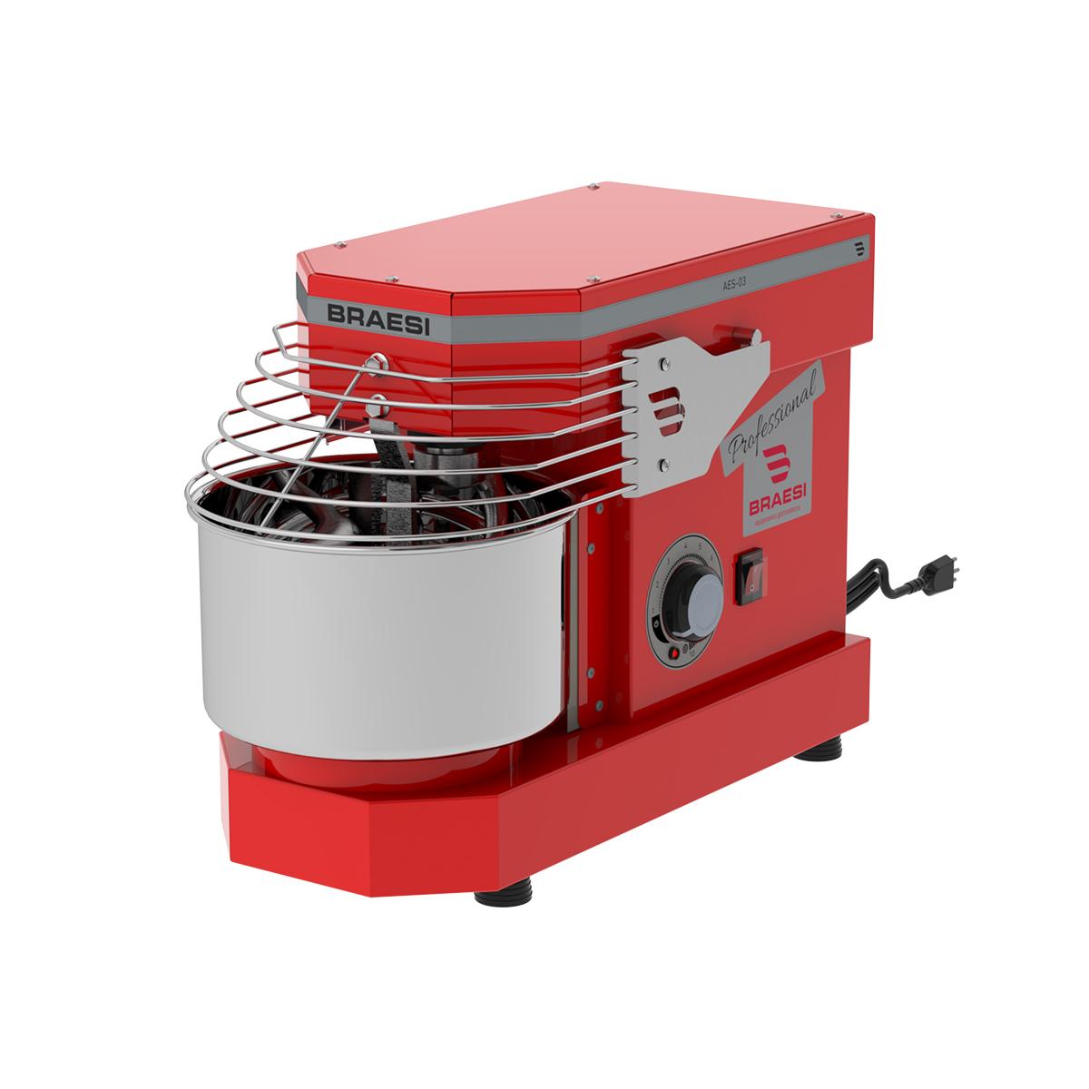 Amassadeira Espiral 3 Kg Masseira Industrial Vermelha Epóxi 10 Velocidades AES-03 Bivolt - Braesi B18882