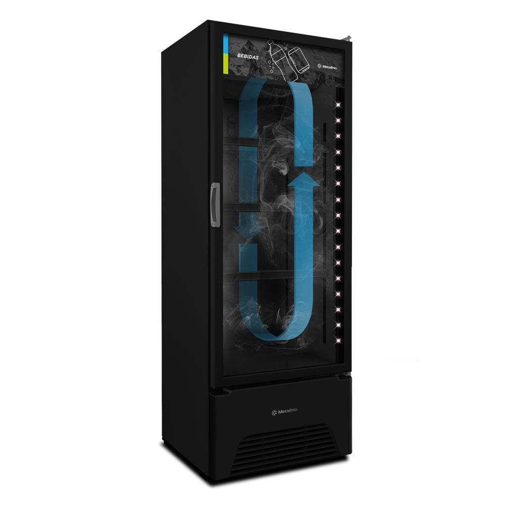 Refrigerador Visa Expositor Preto 370/403L Porta De Vidro 2°C a 8ºC VB40AH 220V - Metalfrio