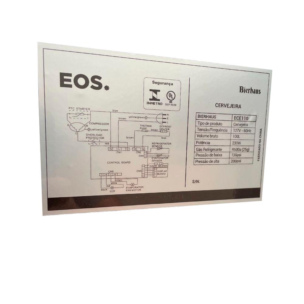 SEMINOVO - Visa Cooler Cervejeira Doméstica Porta Inox Frost Free -6 a 5 ºc 100l Ece110 Bierhaus  Bivolt (com Transformador)  - Eos