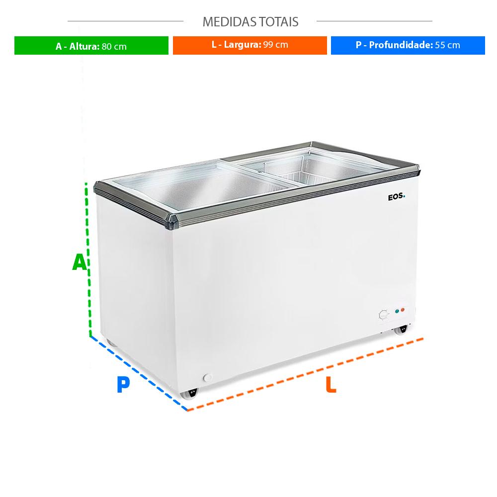 SEMINOVO - Freezer / Conservador Horizontal Tampa de Vidro Eco Gelo 247l Eeh300xx  Bivolt (com Transformador)  - Eos