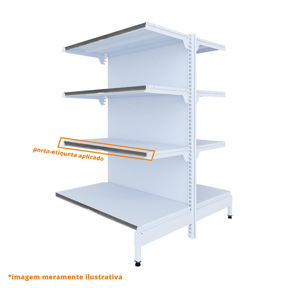 Gôndola Prateleira New Plus 1,40 Central Continuação GCC - Sa Gôndolas Porta Etiquetas CInza