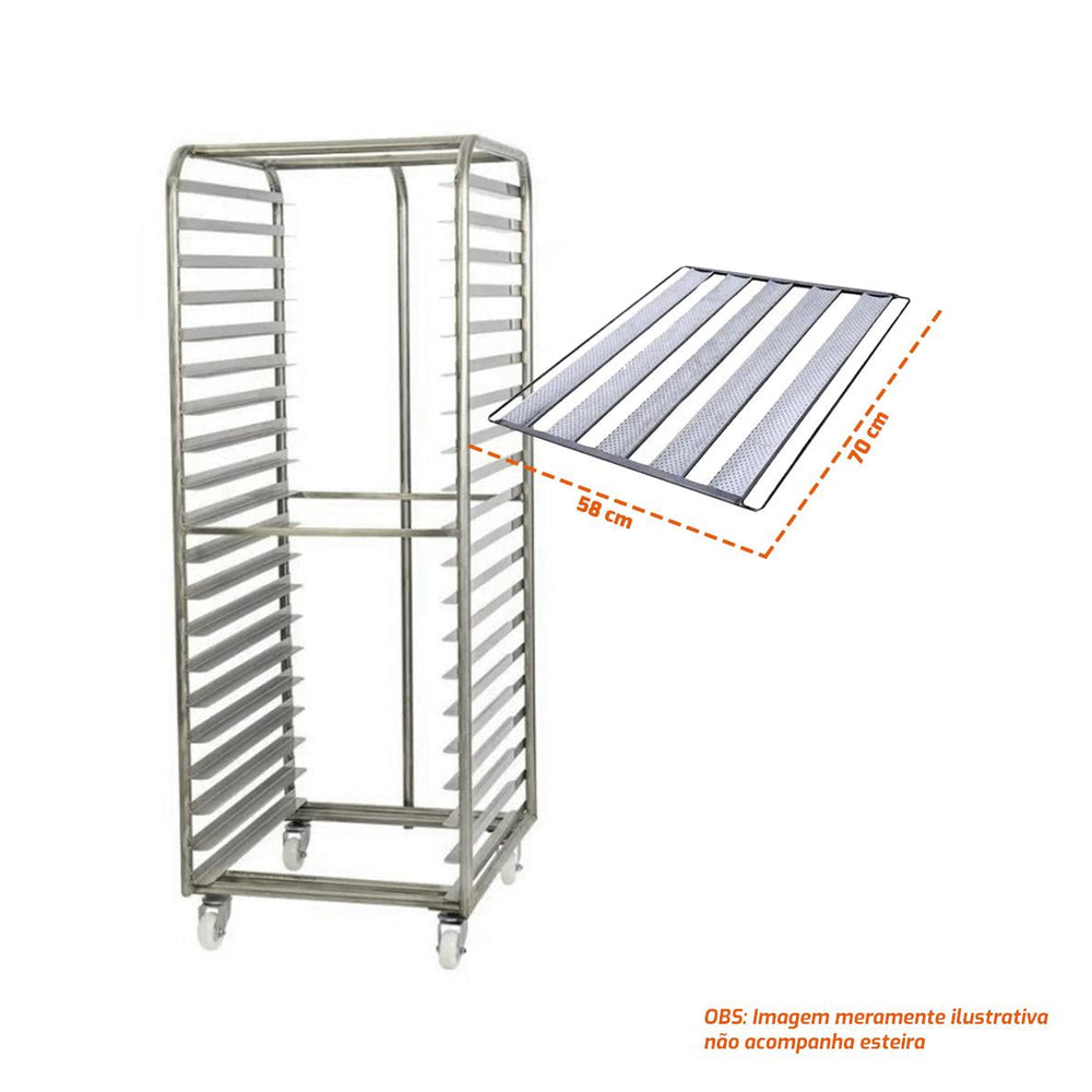 Estante Aberta Esqueleto 58x70 Total 20 Níveis Inox 304 Com Rodízios - Imeca 214