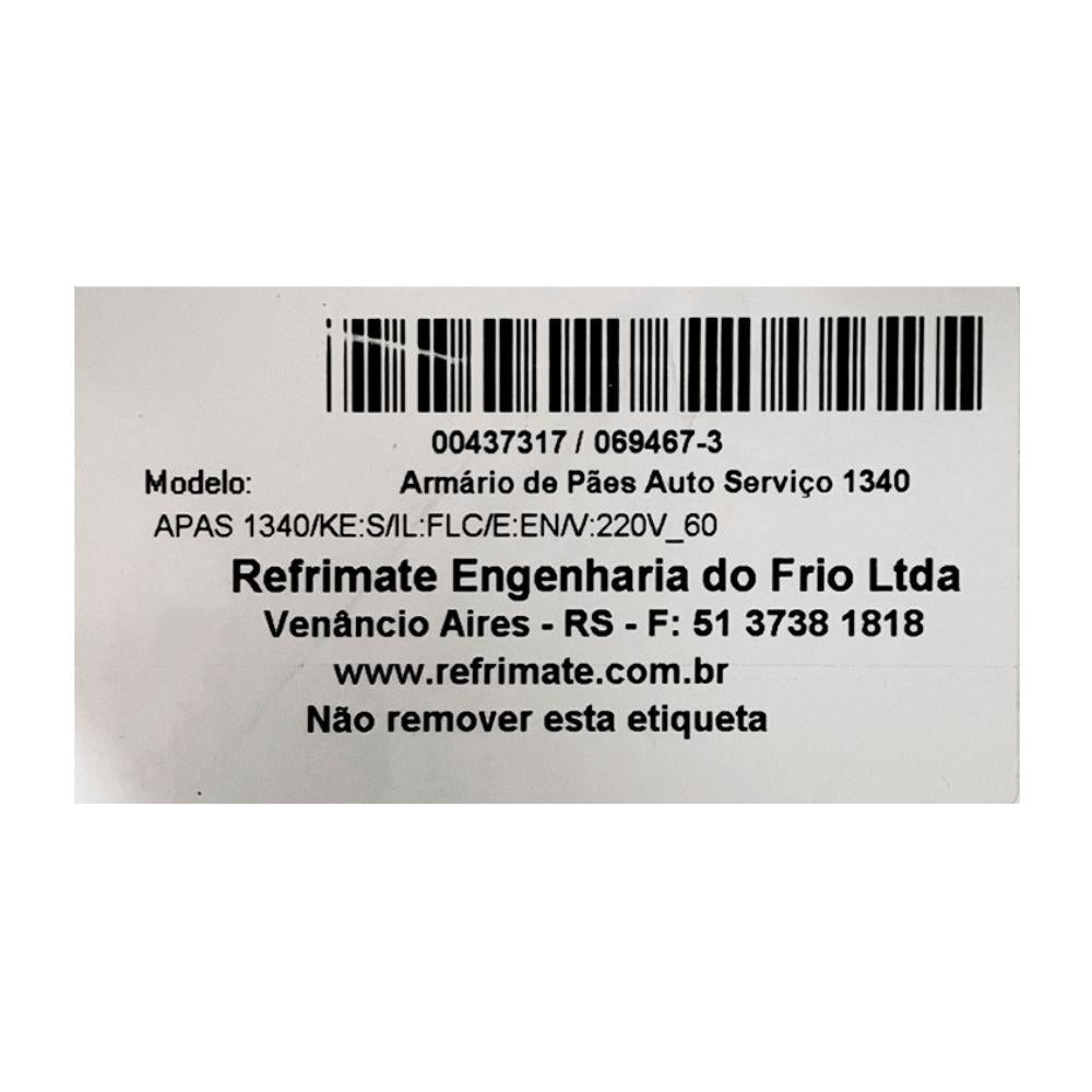 SEMINOVO - Armário de Pães Auto Serviço 1,34m APAS 1340 - Refrimate