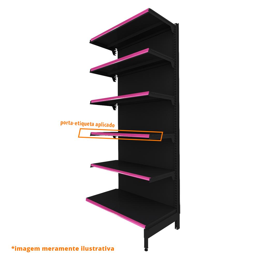 Gôndola Prateleira Preta New Plus 2,00 Parede Continuação GPC - Sa Gôndolas Porta Etiquetas Rosa
