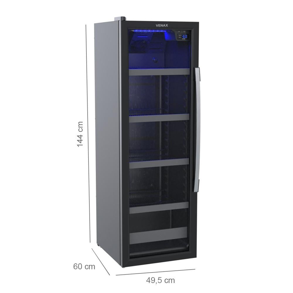 Cervejeira Visa Cooler Preta 200L Porta De Vidro Invertida Blue Light 0°C a -6°C EXPVQBL200PI 127V - Venax