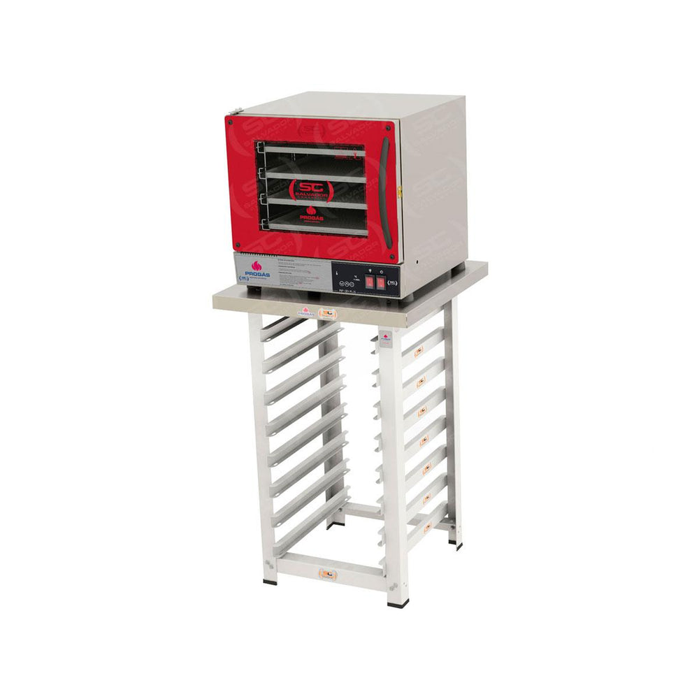 Kit Forno Turbo Elétrico PRP-004 Plus 220V Vermelho + Bancada MES-004 - Progás