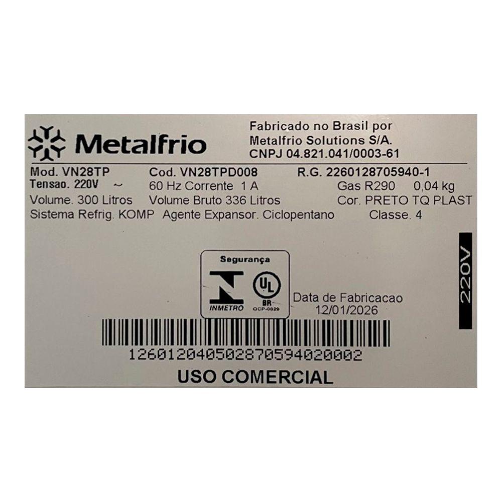 SEMINOVO - Cervejeira Metalfrio Beer Maxx 300 Porta Inox 324L Digital VN28TP Inox 220V - Metalfrio
