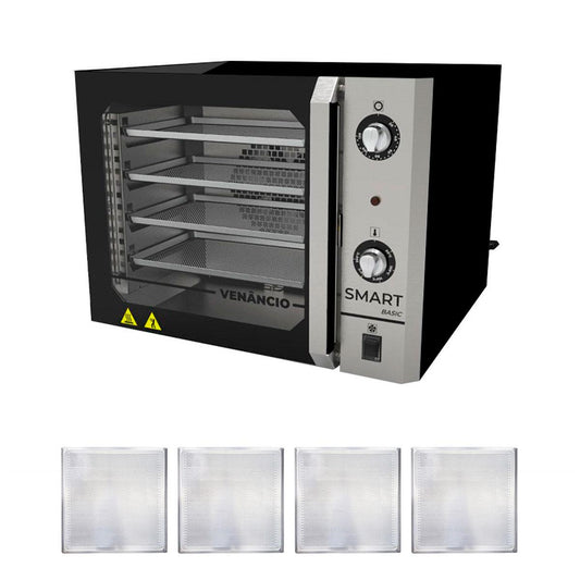 KIT - Forno Turbo Convector Smart Basic. Preto e Inox FCSB4E 220v + 4 Assadeiras - Venâncio