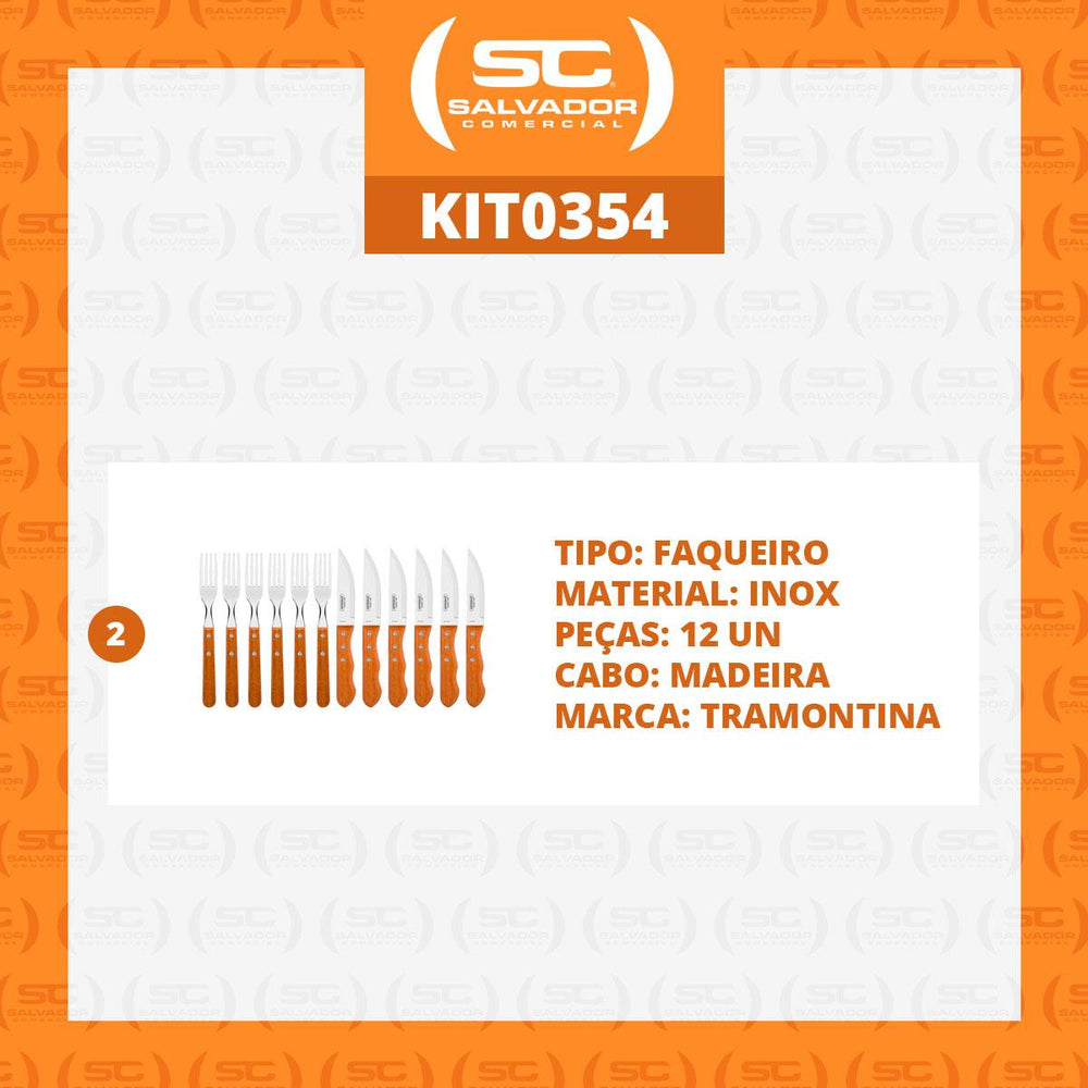 Kit - 2 Jogo de Churrasco Inox 12 Peças Dynamic - Tramontina