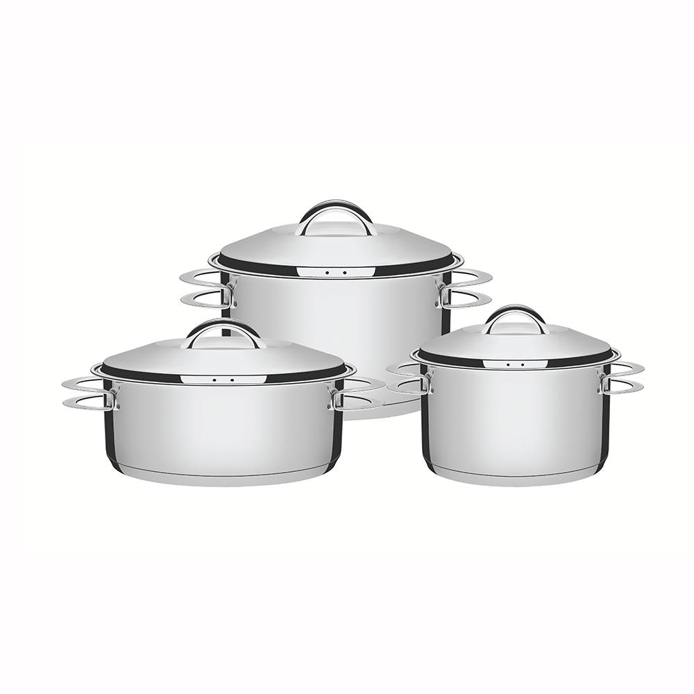 Jogo de Panelas Solar em Aço Inox Com Fundo Triplo Indução 3 Peças - Tramontina 65510740