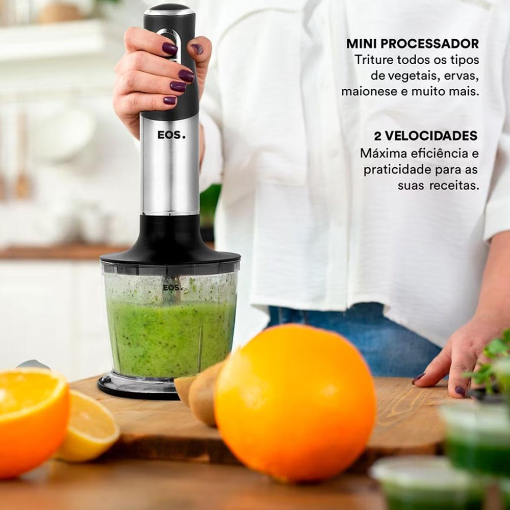 Mixer 3 em 1 Inox Duas Velocidades Batedor Fue Miniprocessador EMX02 220V - EOS B171432