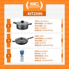 Caçarola Turim Alumínio Chumbo Antiaderente 2,8l + Faqueiro Ipanema Branco 24pc + Wok Loreto 3,3l