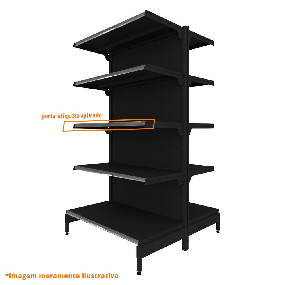 Gôndola Prateleira Preta New Plus 1,70 Central Inicial GCI - Sa Gôndolas Porta Etiquetas Cinza
