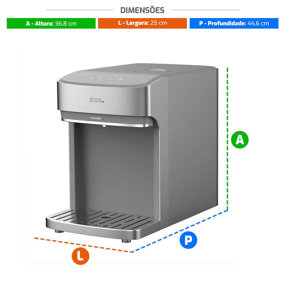 Bebedouro Purificador de Água Mineralle Digital Touch Compressor Prata EPC08S 220v - Eos