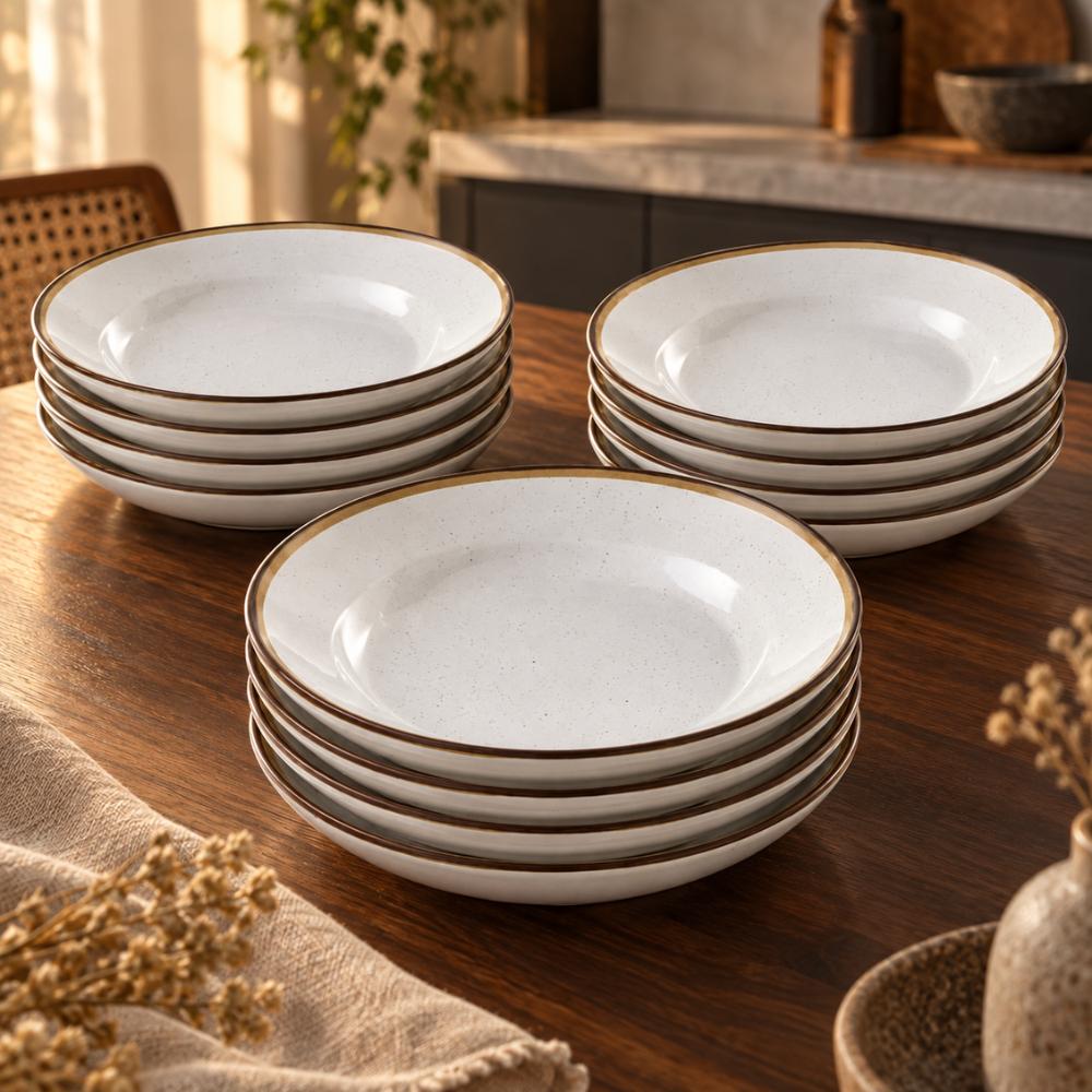 Jogo de Pratos Fundo 21 cm e Raso 25 cm Canyon 24 Peças em Porcelana Decorada - Tramontina