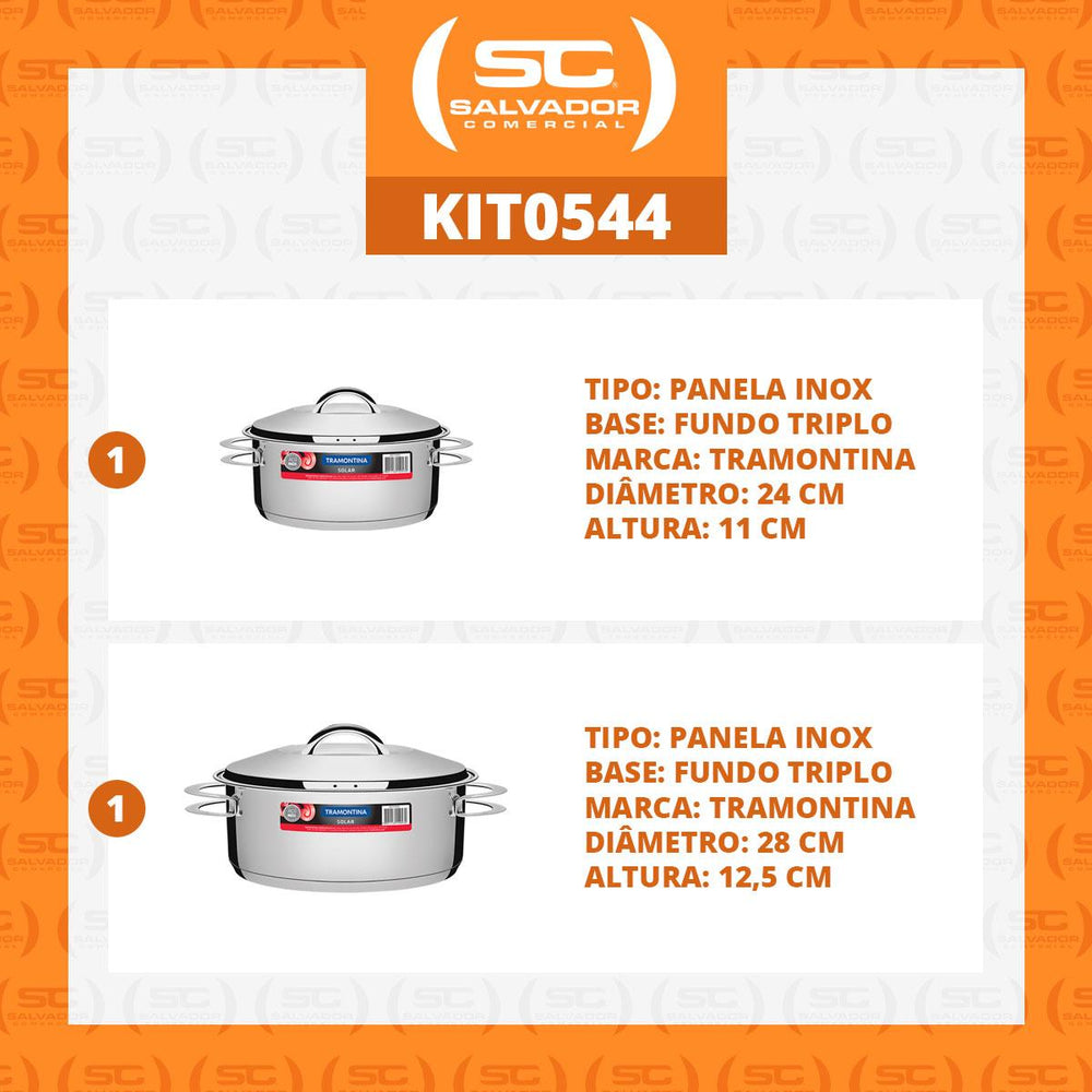 Kit Jogo de Panelas Solar 2 Pçs Inox Pit 1, 3 - Tramontina
