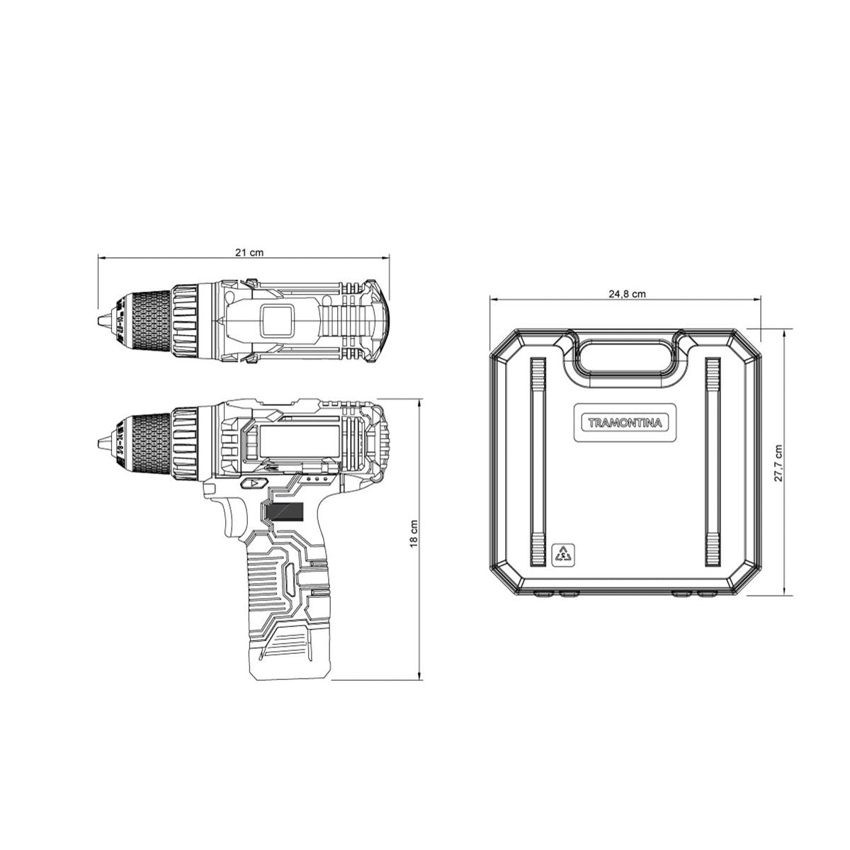 Parafusadeira Furadeira 12v à Bateria 30 Peças - Tramontina 42382230