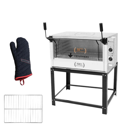 Forno Elétrico Industrial Refratária Roma Inox Feri90 220v + 1 Grade Extra + Luva Térmica - Venâncio