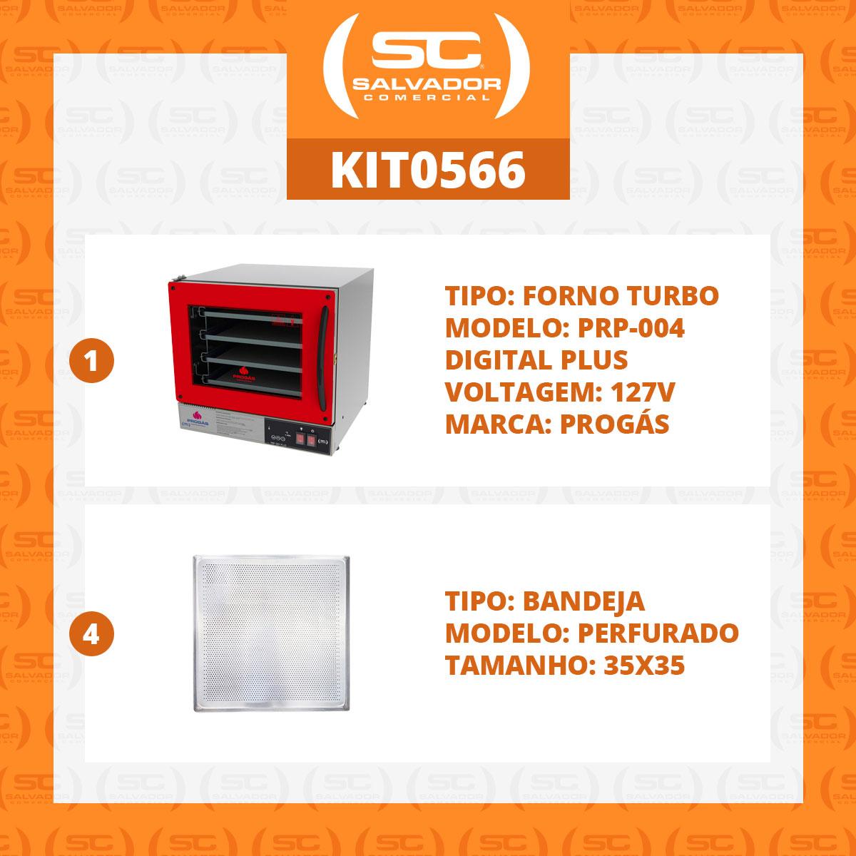 Kit - Forno Turbo Prp-004 Plus Digital 127v Vermelho + 4 Assadeiras - Progás