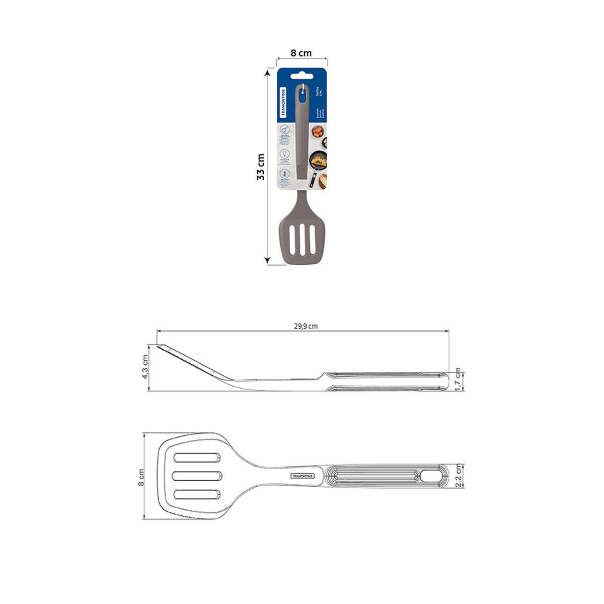 Espátula Vazada Softta em Silicone Cinza - Tramontina 25850160