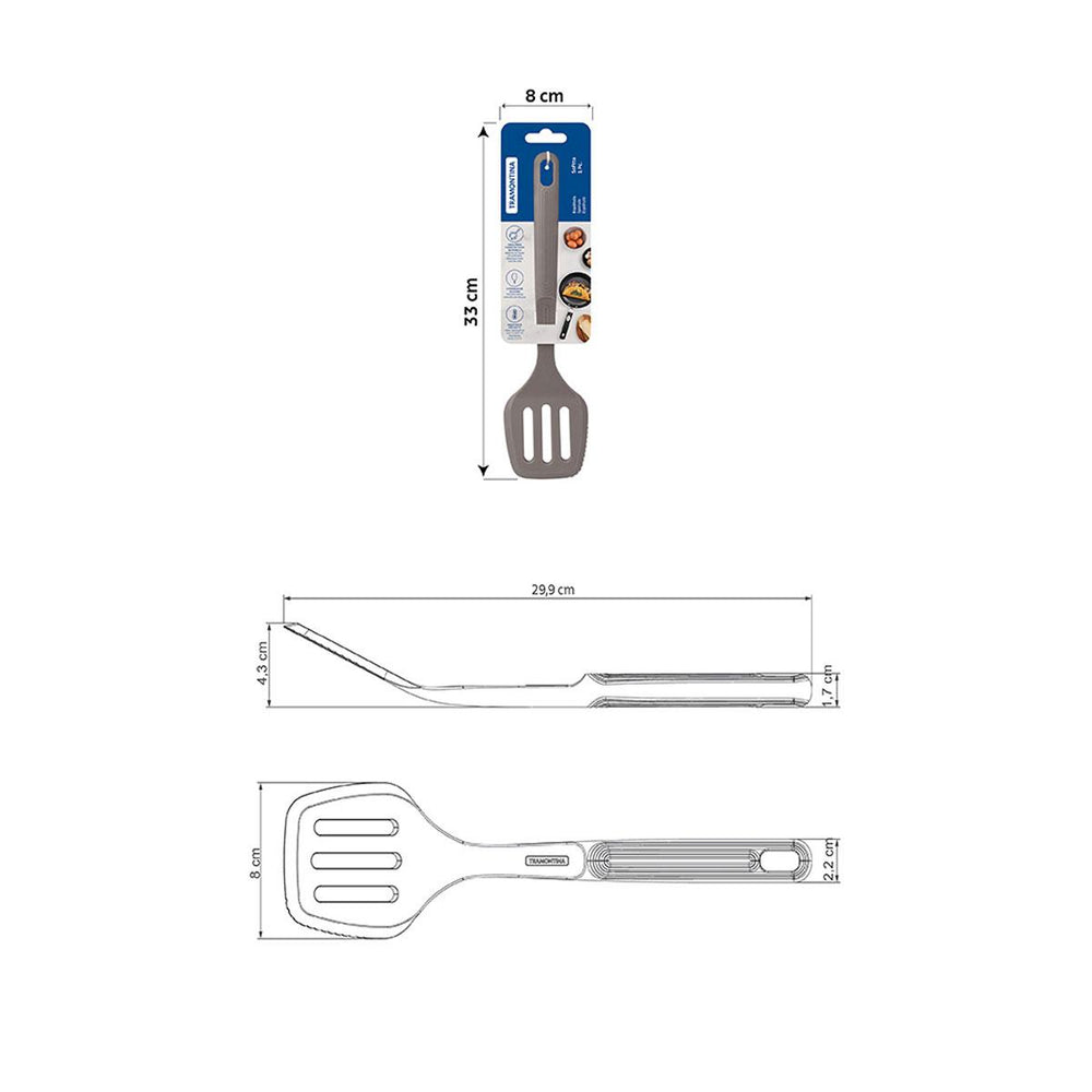 Espátula Vazada Softta em Silicone Cinza - Tramontina 25850160