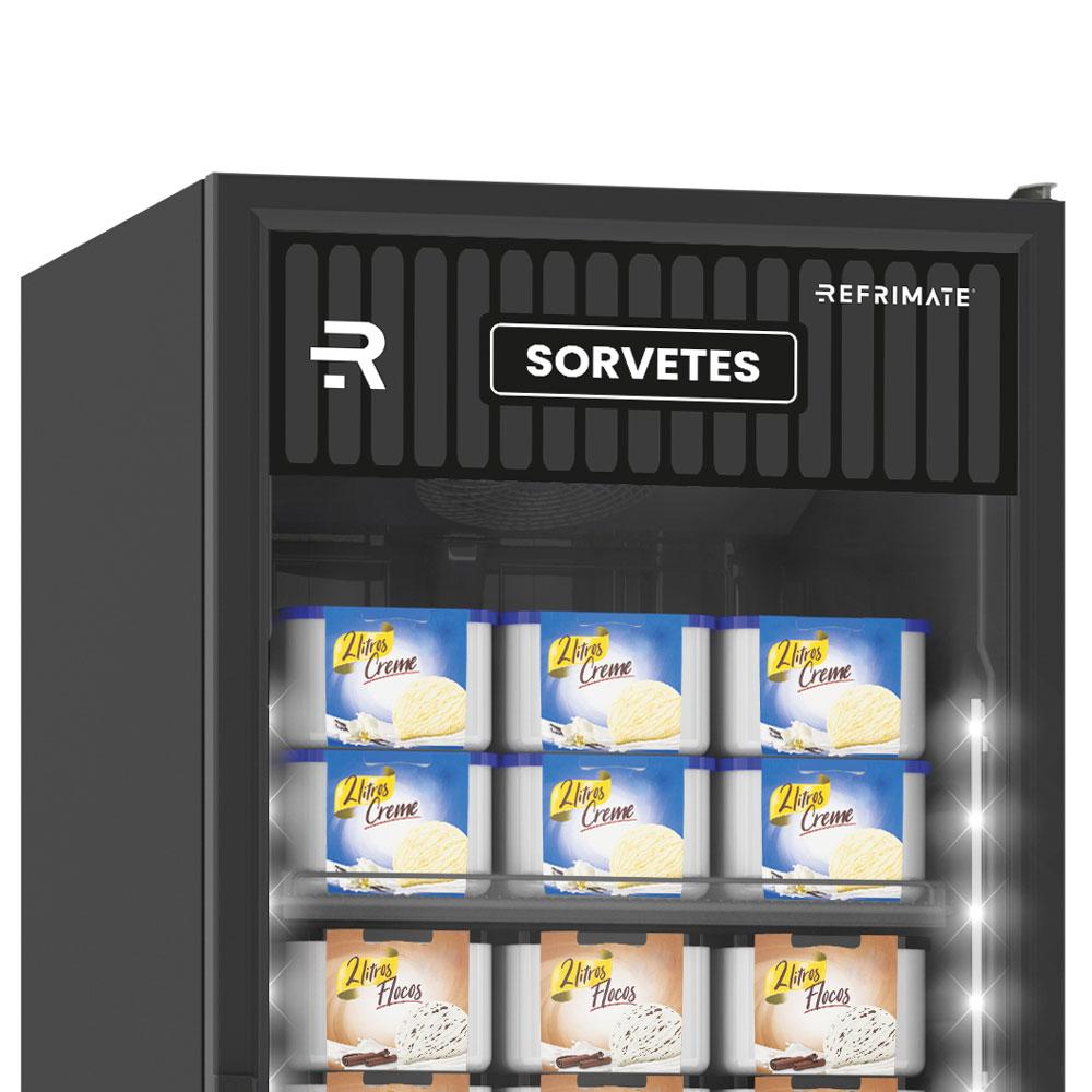 Freezer Vertical Preto 570 Litros Porta De Vidro Aquecida Ar Forçado -22ºC VCS570PVPP 220V - Refrimate