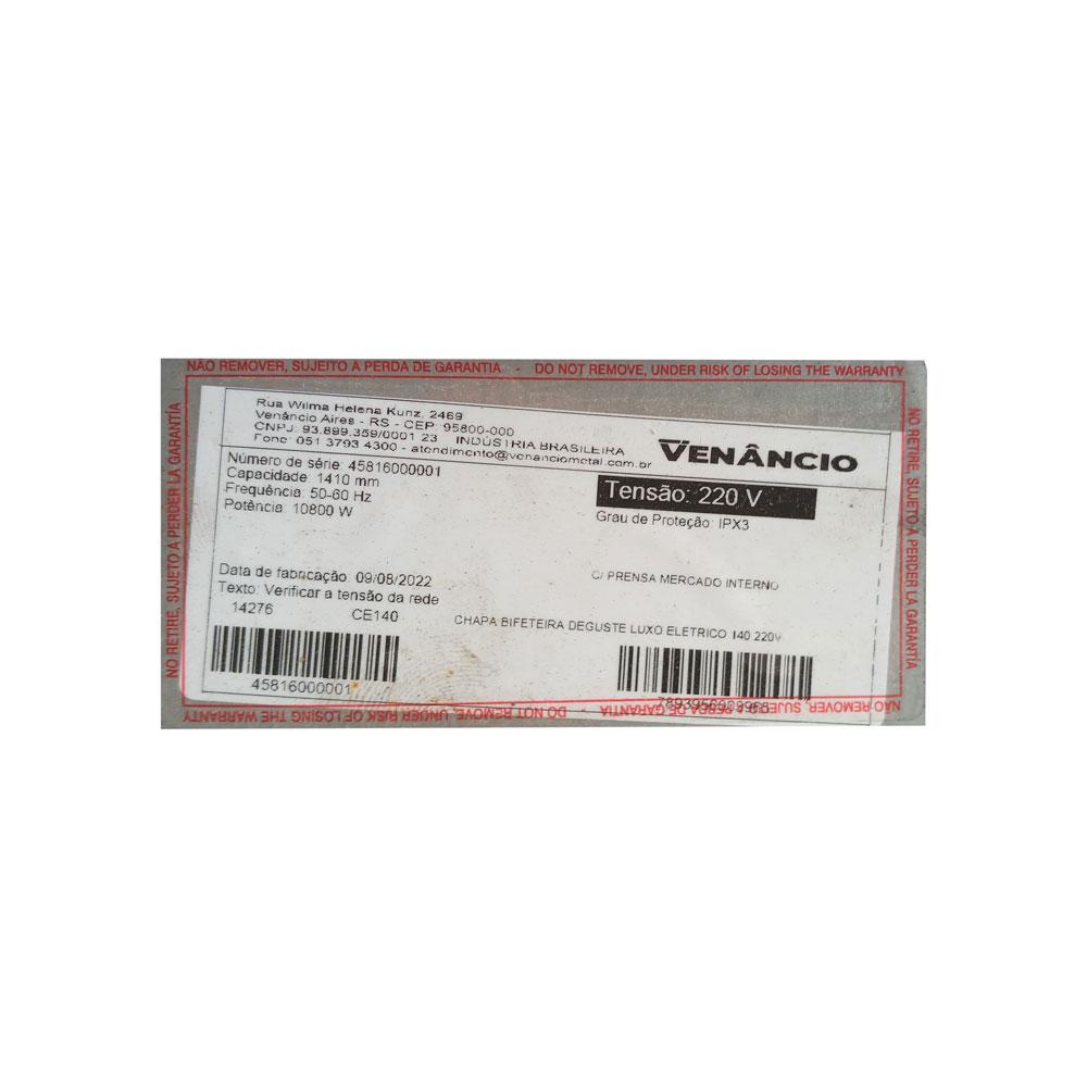 Semi - Chapa Bifeteira Elet Inox Mod 1400 C/ Prensa 220V CE140P - Venâncio