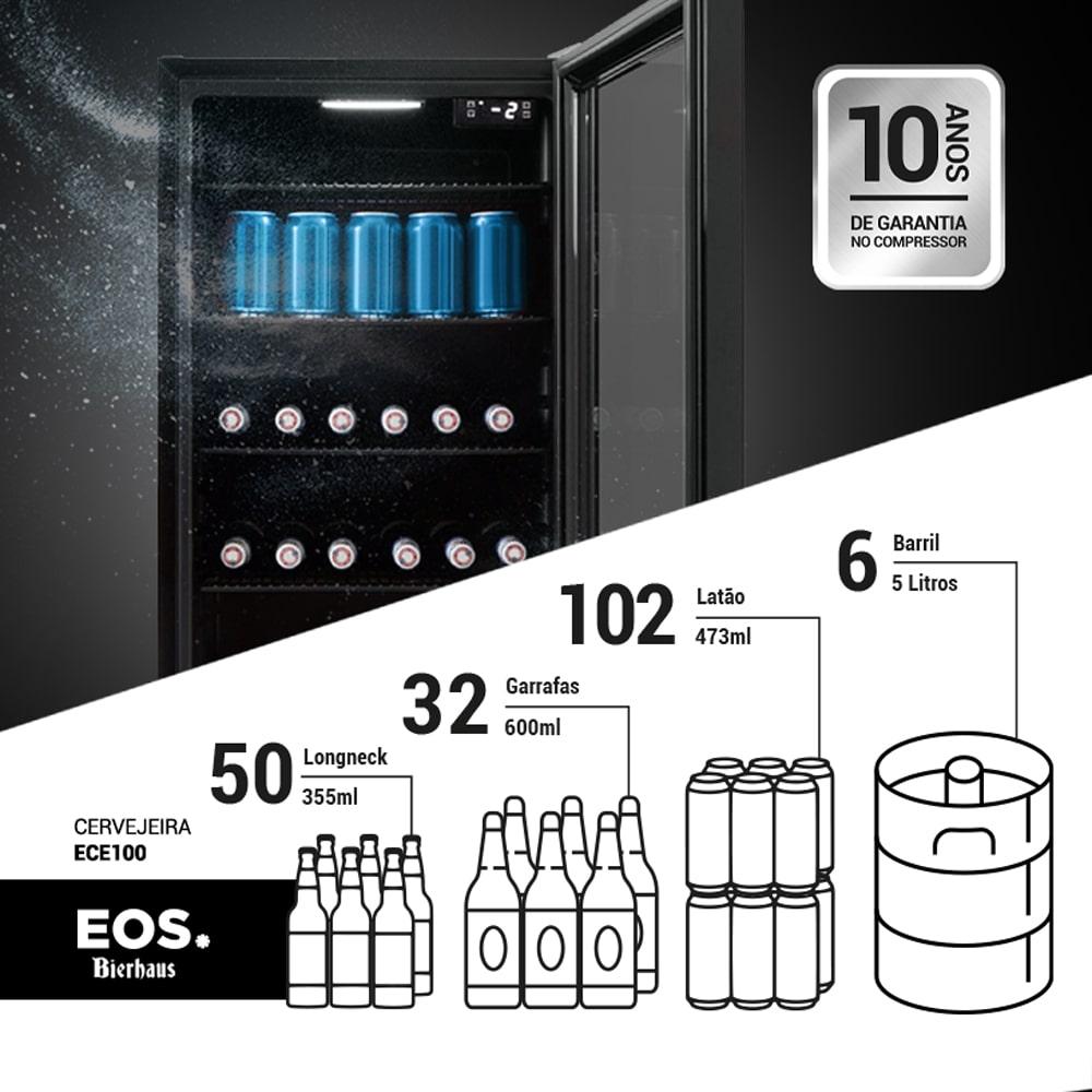 Kit Cervejeira Bierhaus 98L ECE100 + Adega De Vinho Climatizada 34 Garrafas EAC34G 127V - EOS