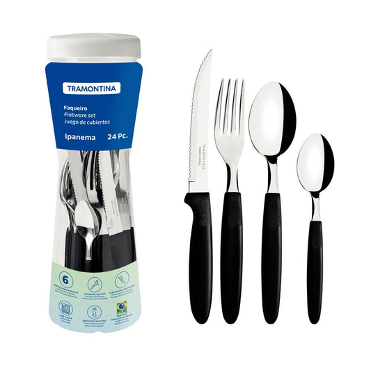Conjunto Faqueiro 24 Peças Ipanema Lâmina Inox Cabo Preto - Tramontina 23399091