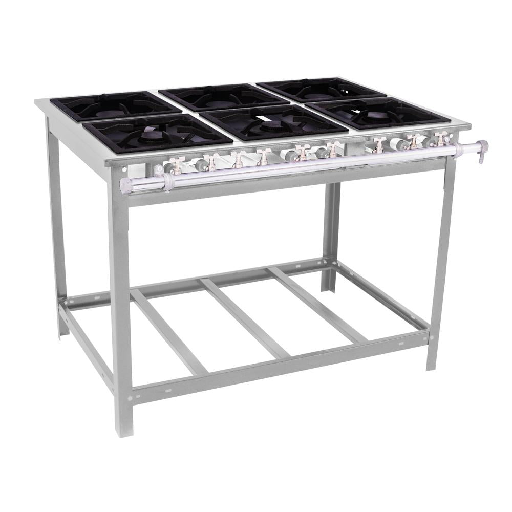 Fogão Industrial 6 Bocas 3 Duplas a Gás Comercial Extra Inox 30x30 EI6D3E - Venâncio