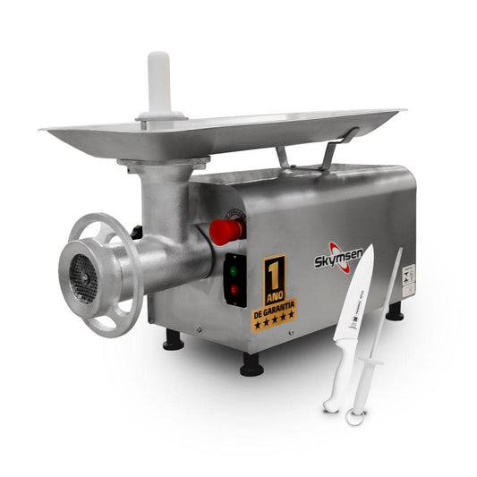 Picador Moedor de Carne Açougue Profissional 1,5 Cv Boca 22 PS-22m 220V Skymsen + Faca + Chaira