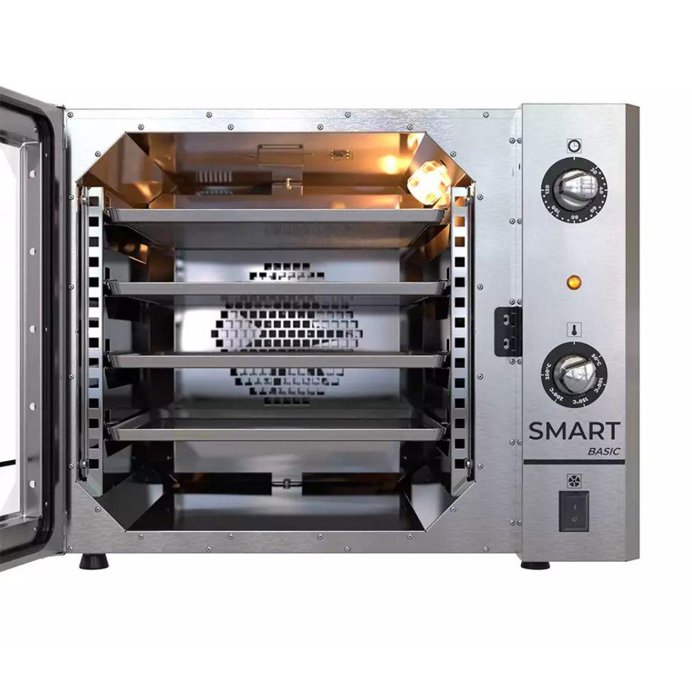 Forno Turbo Convector Smart Basic 4 Esteiras Preto e Painel Inox FCSB4E 127V - Venâncio 57503