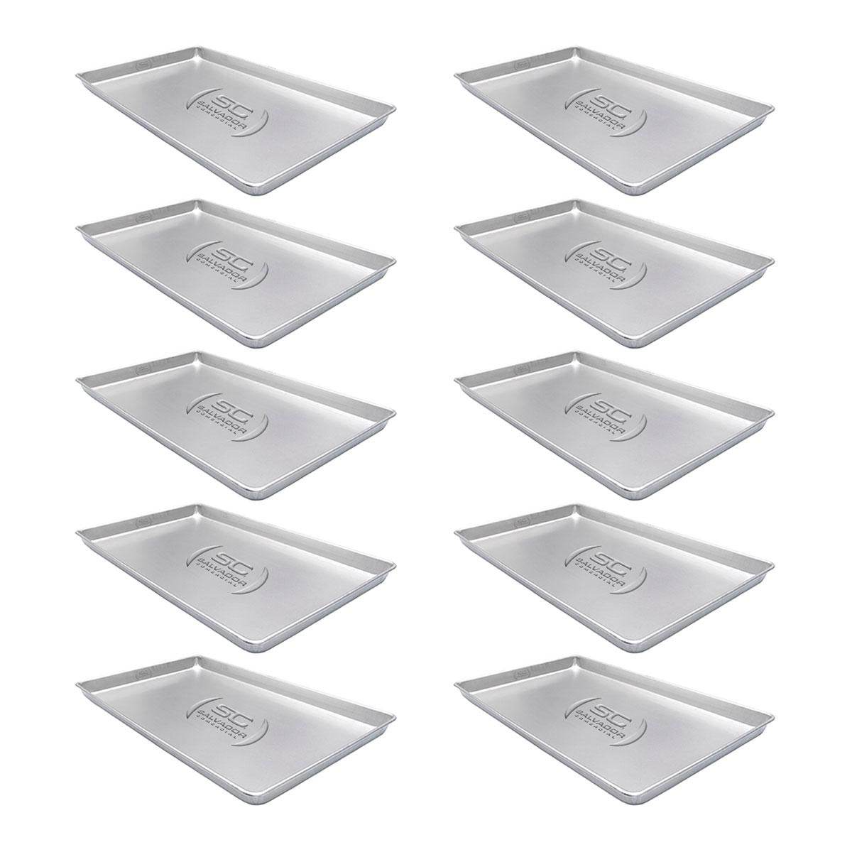 Kit - 10 Formas Assadeiras Lisa Estampada 0,6mm Pão Doce Alumínio 58 X 70 X 3,5 - Imeca
