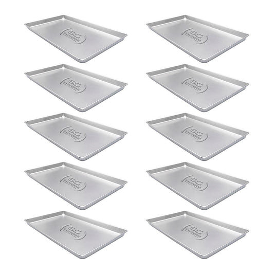Kit - 10 Formas Assadeiras Lisa Estampada 0,6mm Pão Doce Alumínio 58 X 70 X 3,5 - Imeca
