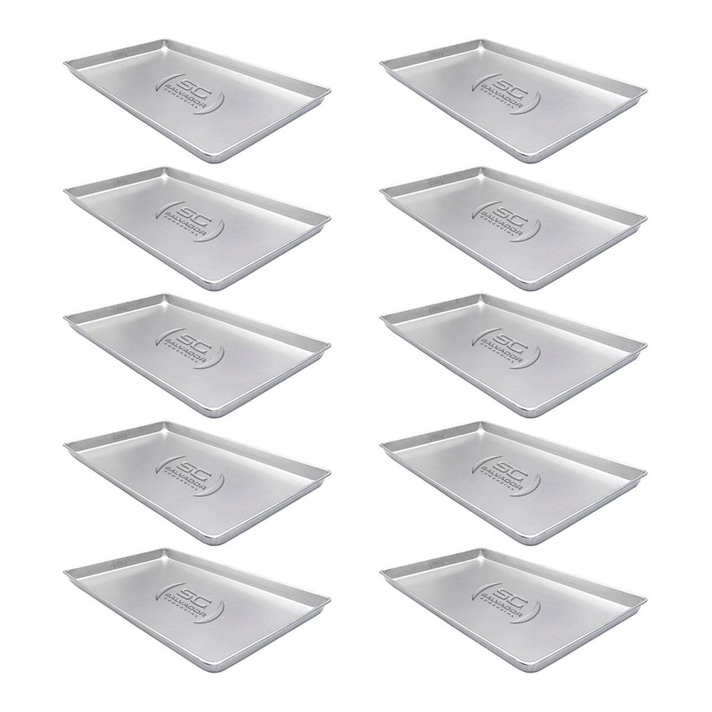 Kit - 10 Formas Assadeiras Lisa Estampada 0,6mm Pão Doce Alumínio 58 X 70 X 3,5 - Imeca