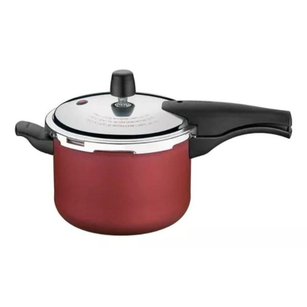 Jogo Panela de Pressão 4,5l Vermelha Com Amassador Inox e Concha Tramontina