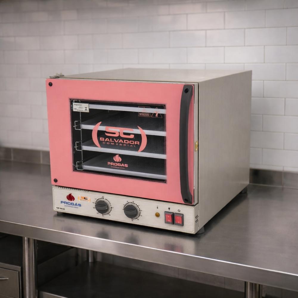 Kit Forno Turbo Elétrico Profissional Analogico PRP-004 G2 127V Rosa + 4 Grades - Progás